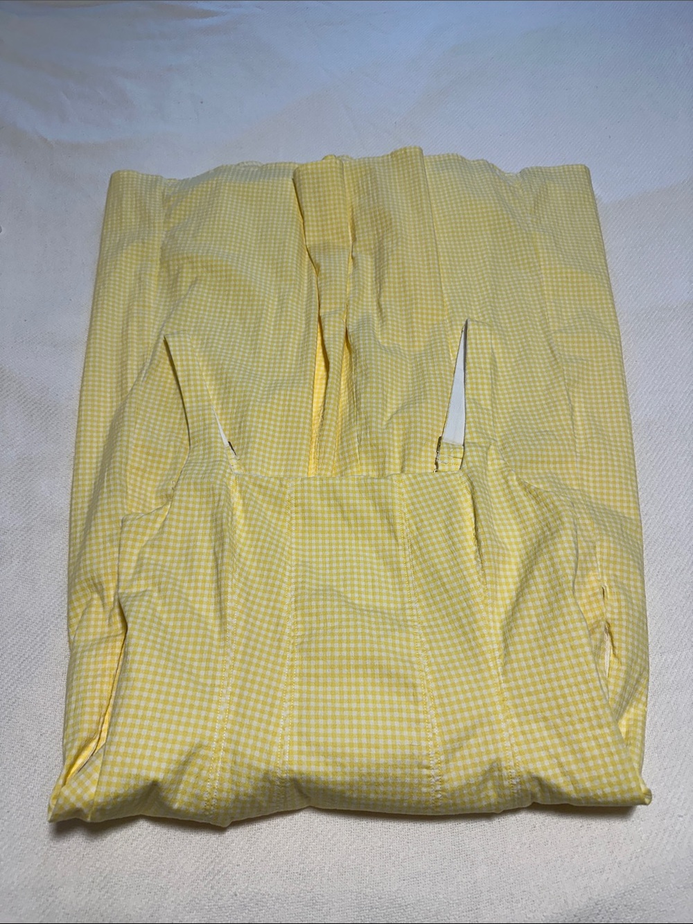 Abercrombie & Fitch Pale Yellow Gingham Square-Neck Midi Dress - Picture 4 of 5